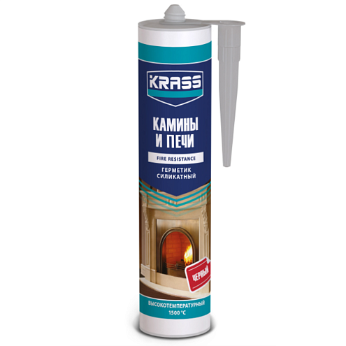 Герметик для каминов и печей 1500С  Krass силикатный  черный  300мл: фотография 1