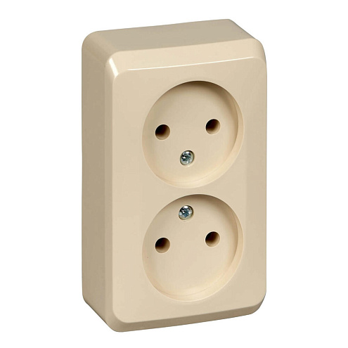 Розетка 2-м ОП Этюд 16А IP20 без заземл. крем. SchE PA16-005K: фотография 1