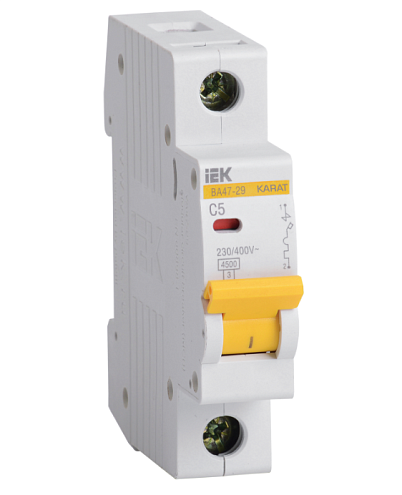 Выключатель автоматический модульный 1п C 5А 4.5кА ВА47-29 KARAT IEK MVA20-1-005-C: фотография 1