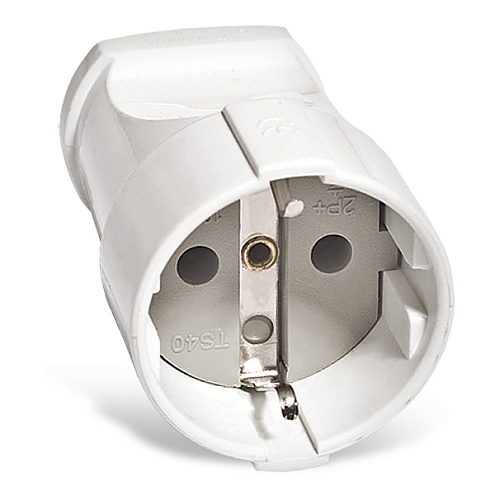 Штепсель с заземлением белый 16А 250В (еврослот) UNIVersal А102: фотография 1