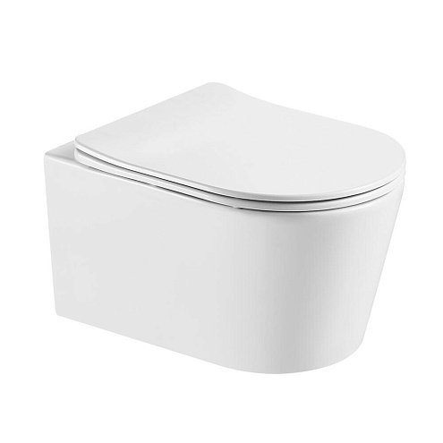 Унитаз подвесной безободковый Aquatek Оберон AQ1365T-00 531х360х344 с сиденьем Soft Close, смыв Торнадо: фотография 1