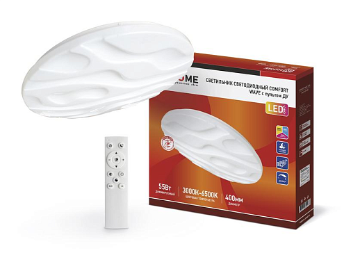 Светильник светодиодный COMFORT WAVE 55Вт 230В 3000-6500К 4400лм 400х70мм с пультом ДУ IN HOME 4690612034911: фотография 1