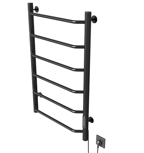 Полотенцесушитель Mixline Mira  80х50 таймер, 253 Вт, 6 перекладин, электрический черный: фотография 1