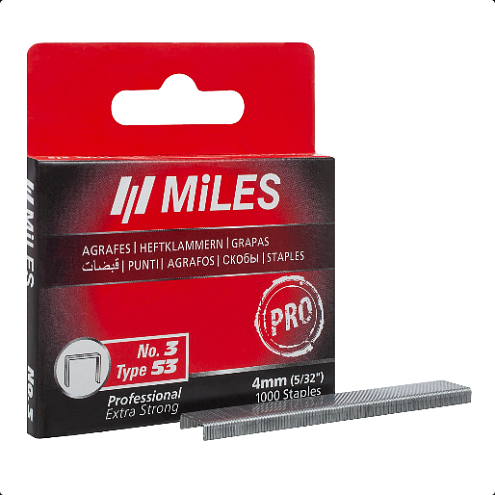 Скобы тип 53,  4мм, 1000шт, MiLES: фотография 1