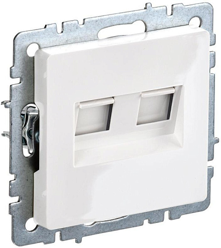 Розетка компьютерная двойная СП RJ45 кат.5E BRITE РК10-2-БрБ бел. IEK BR-K20-1-K01: фотография 1