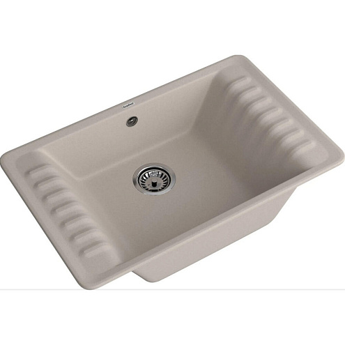 Мойка GRANFEST QUARZ 71 1 чаша+крыло 760х480 мм песок без сифона: фотография 1