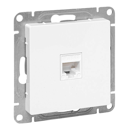 Розетка компьютерная Эпика RJ45 кат.5 механизм белый EKF UP1-SOW-RJ45-5: фотография 1