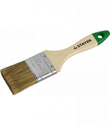 Кисть плоская LASUR-STANDART, смешанная щетина, деревянная ручка,  50мм, STAYER: фотография 1