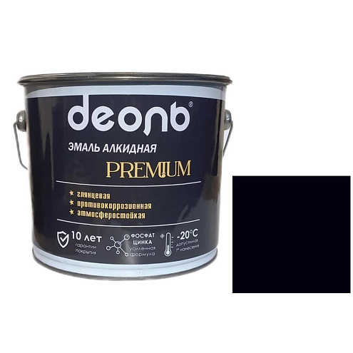 Антикоррозионная глянцевая эмаль PREMIUM ДЕОЛЬ Черная RAL 9017 2,7л : фотография 1
