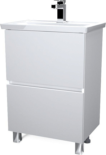 Тумба Aris 60Н 2 ящика Белый глянец: фотография 1