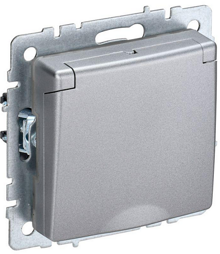 Розетка BRITE РСбш10-3-БрА 16А IP20 с заземл. защ. шторки с крышкой алюм. IEK BR-R16-16-K47: фотография 1