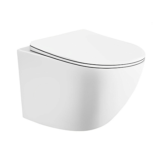 Унитах подвесной Ceruttispa SELLA  Aria безободковый, тонкая крышка дюропласт с микролифтом быстросъемное: фотография 1