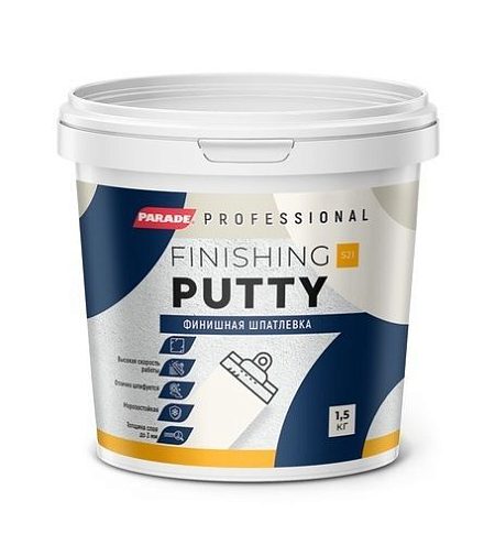Шпатлевка акриловая PARADE PROFESSIONAL S21 финишная 1,5кг: фотография 1