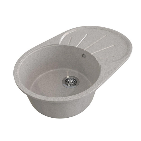 Мойка ML-GMS05 СТАНДАРТ овальная с крылом, светло-серый (310), 455х735х170 мм: фотография 1