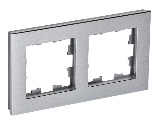 Рамка 2 -местная BRITE РУ-2-1-БрА металл алюминий IEK BR-M22-M-K47: фотография 1