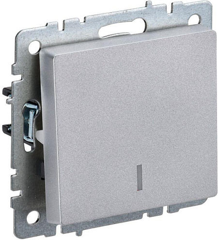 Выключатель 1-кл. СП BRITE ВС10-1-1-БрА 10А с инд. алюм. IEK BR-V10-1-10-K47: фотография 1