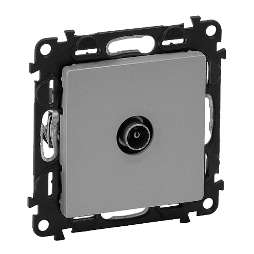 Механизм розетки TV Valena Life оконечная 10дБ 0-862МГц с лицевой панелью алюм. Leg 753660: фотография 1