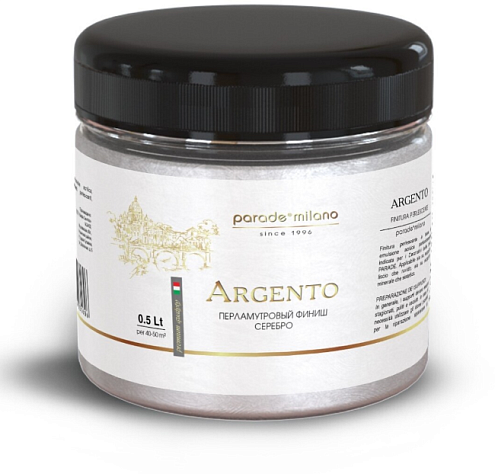 Декоративное перламутровое финишное покрытие PARADE Argento серебро 0,5л: фотография 1