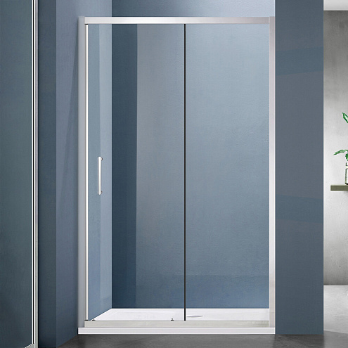 Душевое ограждение SANTREK AQUA Lea- DF-1200-C-Brushed 1200х1850 прямое стекло прозрачное 5мм, профиль Сатин  : фотография 1