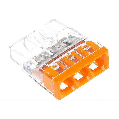 Клемма 3-х проводная 3х (0.5-2.5мм) для распределительной коробки (с контактной пастой &quot;Alu-Plus&quot;) WAGO 2273-243: фотография 1