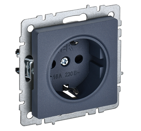 Розетка 1-местная BRITE с заземлением без защитных шторок 16А РС11-1-0-БрМ механизм маренго IEK BR-R11-16-K35: фотография 1