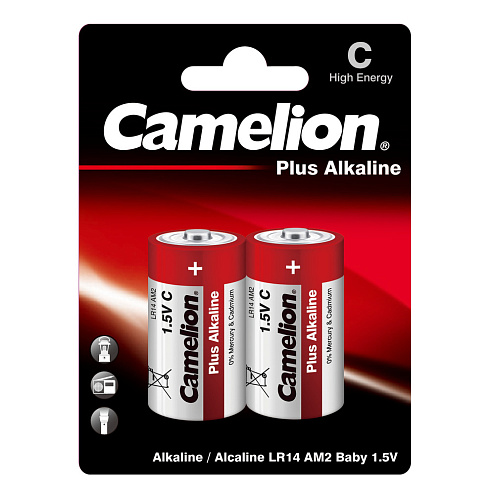 Элемент питания алкалиновый C/LR14 1.5В Plus Alkaline LR14-BP2 BL-2 (блист.2шт) Camelion 1653: фотография 1