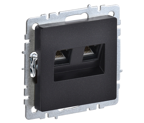 Розетка компьютерная двойная Brite RJ45 кат.5E РК10-2-БрЧ черный IEK BR-K20-1-K02: фотография 1
