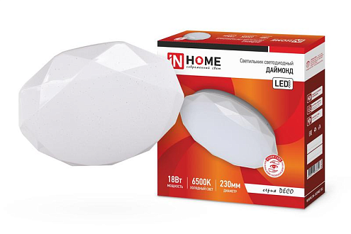 Светильник светодиодный DECO ДАЙМОНД 18Вт 230В 6500К 1170лм 230мм IN HOME 4690612033655: фотография 1