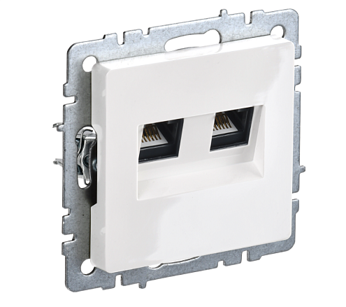 Розетка компьютерная двойная Brite кат.5E RJ45 РК10-2-БрБ белый IEK BR-K20-1-K01: фотография 1
