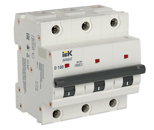 Выключатель автоматический модульный 3п D 100А M10H ARMAT IEK AR-M10H-3-D100: фотография 1