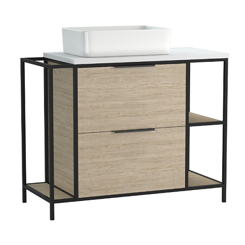 Тумба под раковину напольная BOSQUET 100 для CREA 50 Дуб: фотография 1