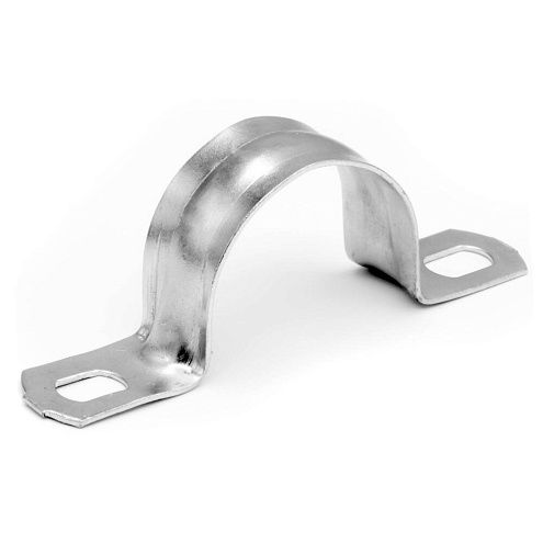 Скоба крепежная двухлапковая оцинкованная d25-26 с отверстиями 8,5 х 6мм DKC 53357: фотография 1