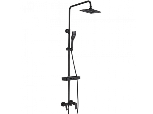 Смеситель Lemark &quot;Тропик&quot; LM7002BL для ванны с верхней душевой лейкой &quot;Тропический дождь&quot; поворотный излив черный: фотография 1