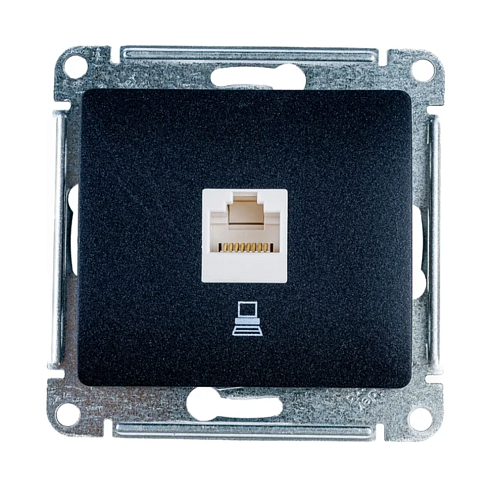 Розетка компьютерная 1-м Glossa RJ45 категория 5E механизм антрацит SE GSL000781K: фотография 1