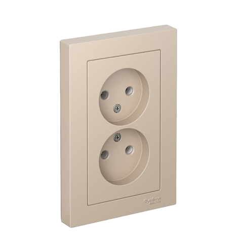 Розетка двойная AtlasDesign 16А без заземления в сборе песочный Systeme Electric ATN001220: фотография 1