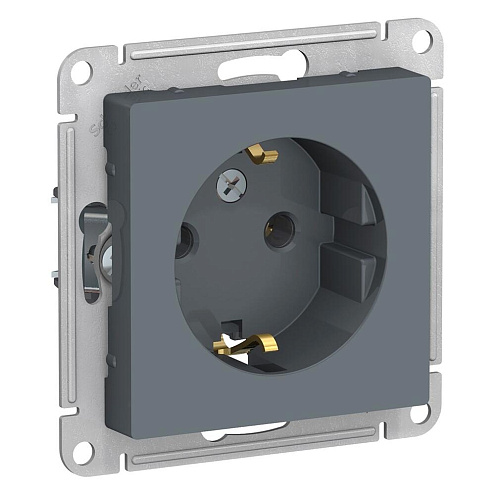 Механизм розетки 1-м СП ATLAS DESIGN с заземл. 16А грифель SchE ATN000743: фотография 1