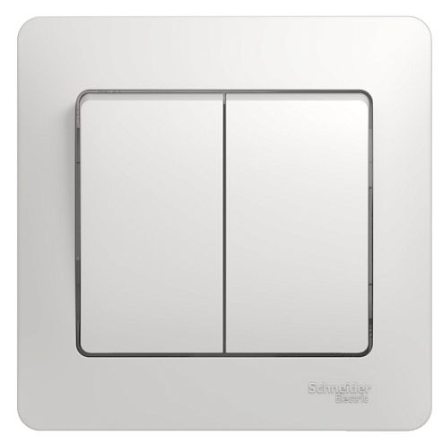 Выключатель 2-клавишный Glossa 10А IP20 (сх.5) 10AX в сборе белый Systeme Electric GSL000152: фотография 1