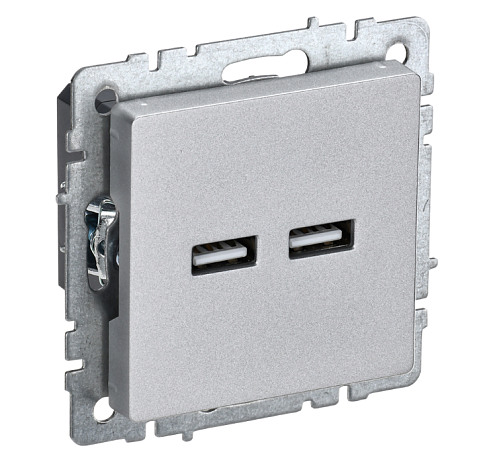 Розетка BRITE РЮ10-1-БрА USB A+A 5В 3,1А механизм алюминий IEK BR-U21-D31-K47: фотография 1