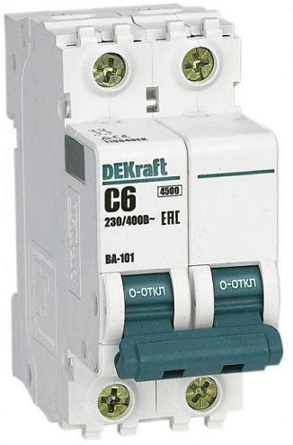 Выключатель автоматический модульный 2п C 6А 4.5кА ВА-101 SchE 11064DEK: фотография 1
