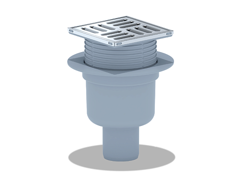 Трап для душа вертикальный регулируемый, с гидрозатвором, с решёткой из нержавеющей стали 100х100 АНИ Пласт TA5702: фотография 1