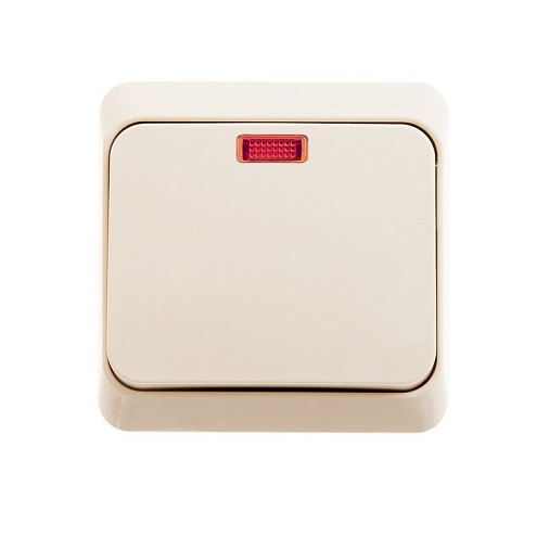 Выключатель 1-кл. ОП Этюд 10А IP20 с индик. крем. SchE BA10-005K: фотография 1