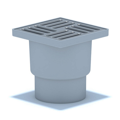 Трап для душа вертикальный нерегулируемый, с гидрозатвором, с решёткой из нержавеющей стали 150х150 АНИ Пласт TА1212: фотография 1