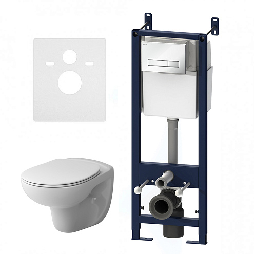 Унитаз подвесной с инсталляцией AM.PM Sense IS30201.741700 безободковый, сиденьем микролифт и механической клавишей белый: фотография 1