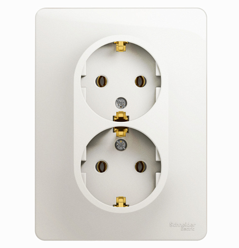 Розетка двойная Glossa 16А IP20 с заземлением в сборе перламутр Systeme Electric GSL000624: фотография 1