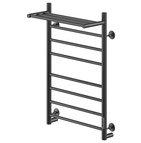 Полотенцесушитель Mixline Vega  80х50 таймер, 382 Вт, 7 перекладин прямые + полка, электрический, черный: фотография 1