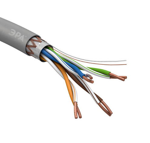 Кабель витая пара SF/UTP 4х2х24 AWG Cat5e CU PVC (уп.305м) ЭРА Б0044691: фотография 1