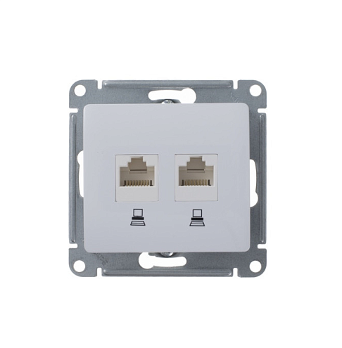 Розетка компьютерная двойная Glossa RJ45 кат.5E механизм белый Systeme Electric GSL000185KK: фотография 1