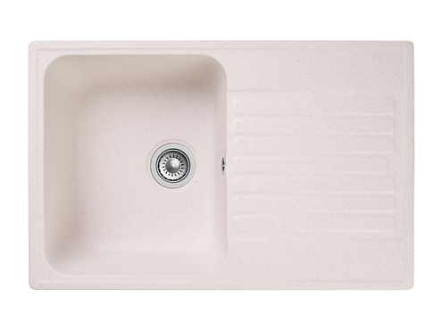 Мойка GRANFEST QUARZ (ECO) 78 РОНДО 1 чаша+крыло 740х480 мм белый без сифона: фотография 1