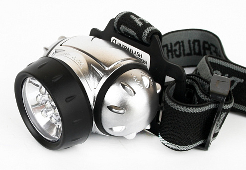 Фонарь налобный LED 5351 7LED 3 режима 3хR03 металлик Ultraflash 10260: фотография 1