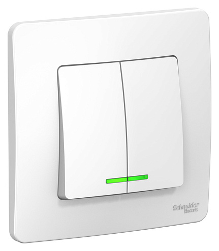Выключатель 2-кл. СП Blanca 10А IP20 (сх. 5) 250В с подсветкой бел. SchE BLNVS010511: фотография 1